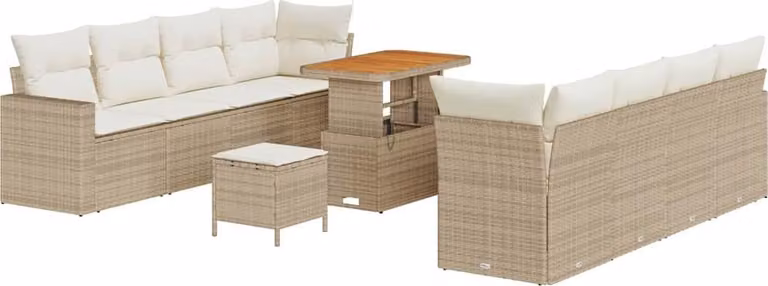 Set Divano da Giardino 11 pcs Beige polyrattan