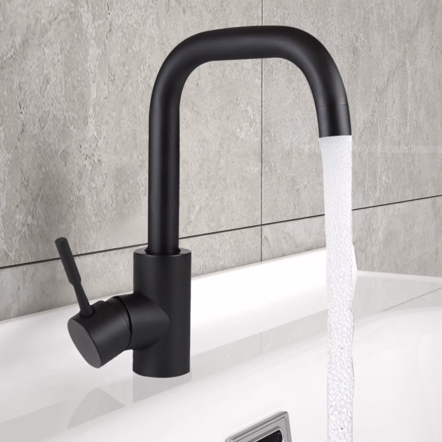 ZMH rubinetto bagno lavabo miscelatore - rubinetti rubinetto nero acqua fredda con altezza bocca 100 mm rubinetto ad alta pressione rubinetto in acciaio inox miscelatore tirante rubinetto bagno, per bagno