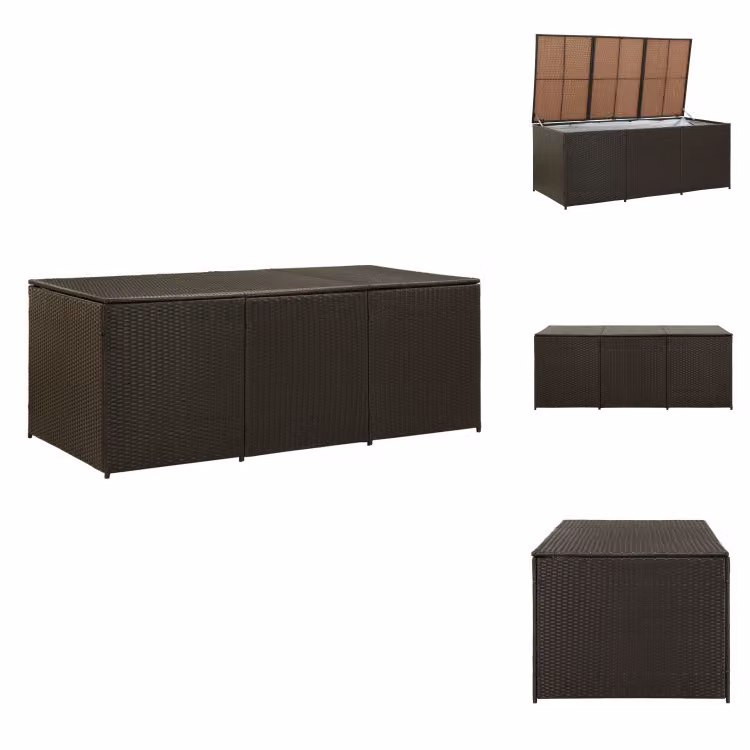 vidaXL Cassetta da giardino in Poly Rattan 180x90x70 cm Marrone - Cassette da giardino