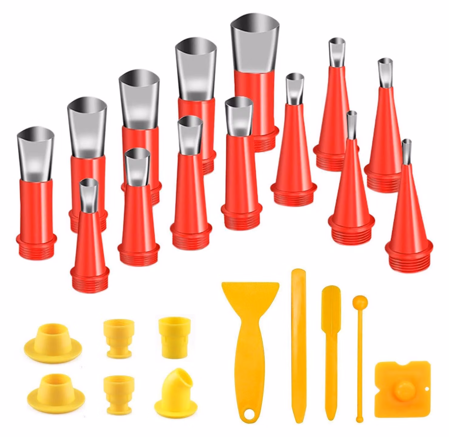 Set di accessori per pistola termica, composto da 20 ugelli, 5 strumenti per rifiniture, realizzati in plastica e acciaio inossidabile