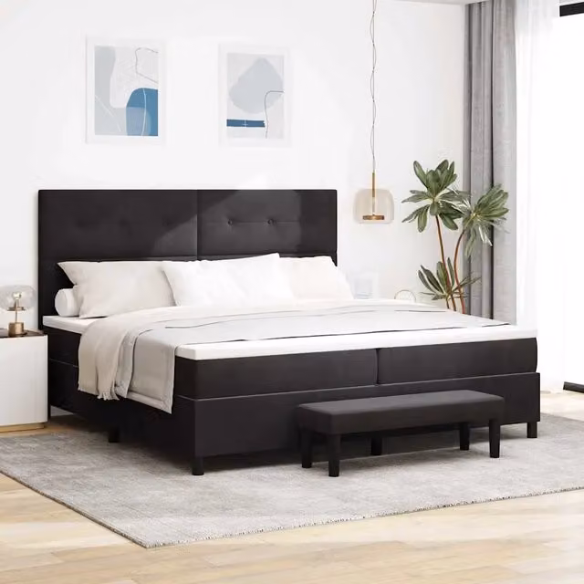 Letto a molle moderno vidaXL con testiera in velluto nero L: 200 cm, P: 200 cm, H: 203 cm