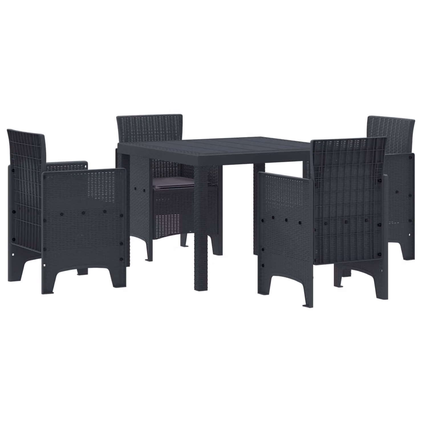 Set da pranzo per giardino e terrazzo vidaXL in rattan antracite 5 pezzi – 1