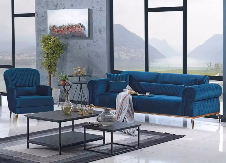 Sofagarnitur Wohnlandschaft Couch Sofa Sitzgarnitur Polstermöbel Sitzgruppe 2tlg