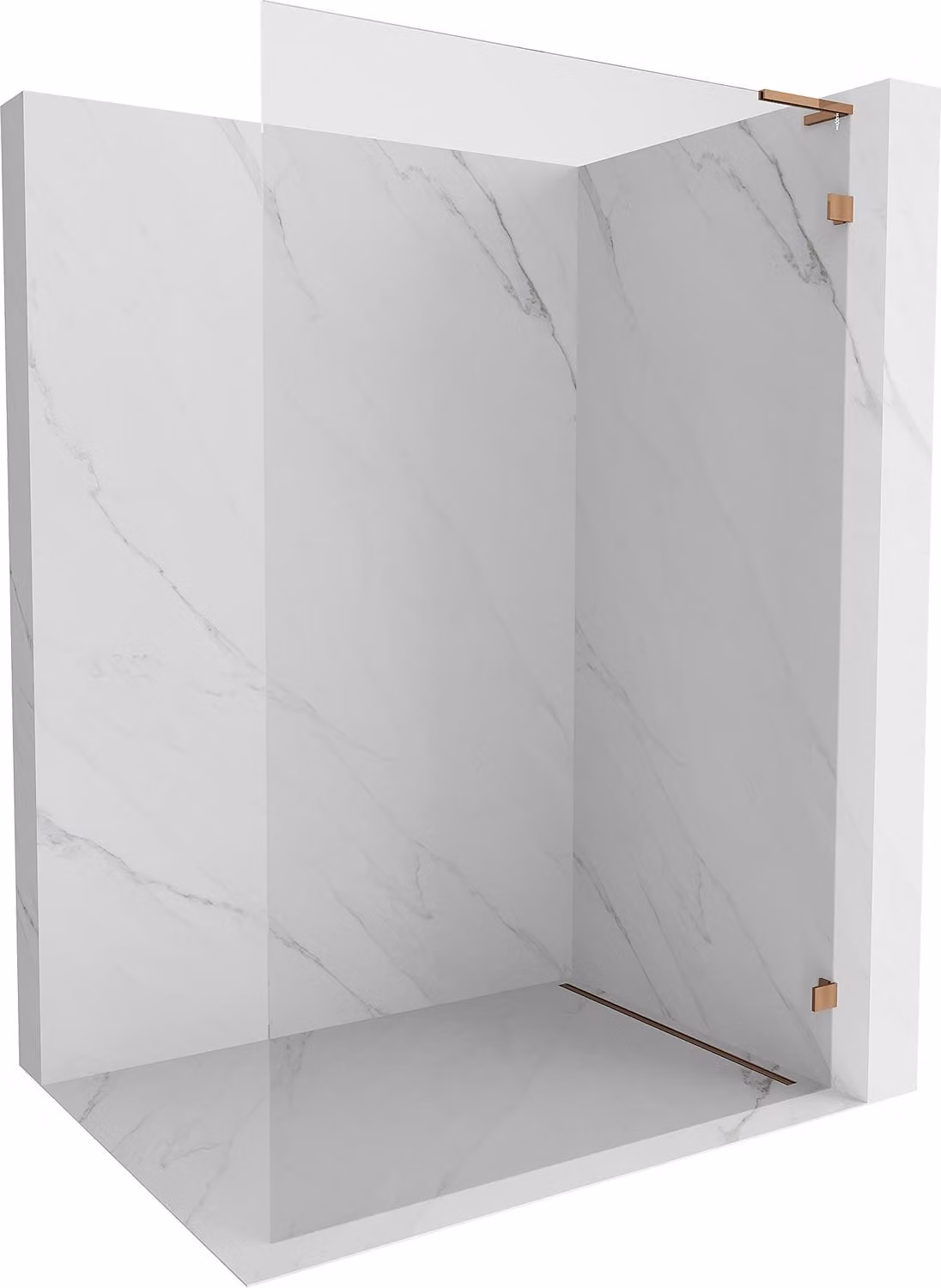 Mexen Lunar L parete doccia Walk-in destra 120 x 200 cm, trasparente 8 mm, oro rosa - 830L-120-000-60-00-P