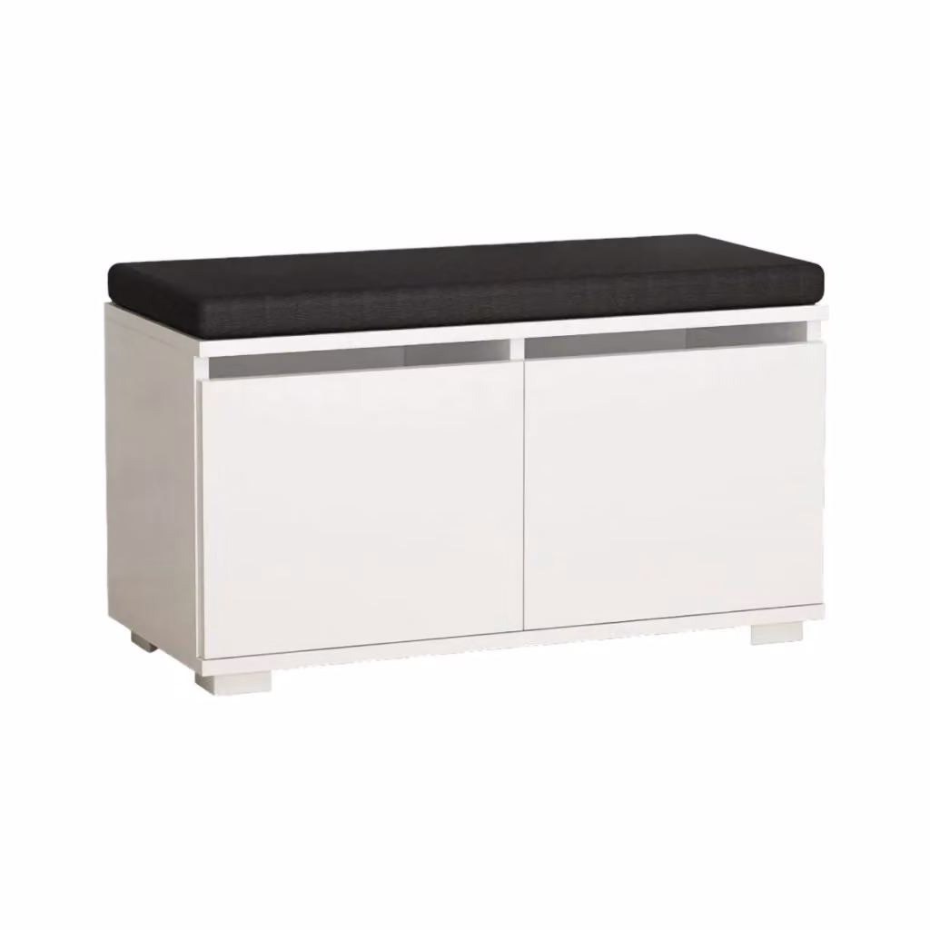 Scarpiera DMORA Delphin Bianca con Seduta Integrata per 8 Paia di Scarpe L: 80 cm, P: 35 cm, H: 42 cm – 2