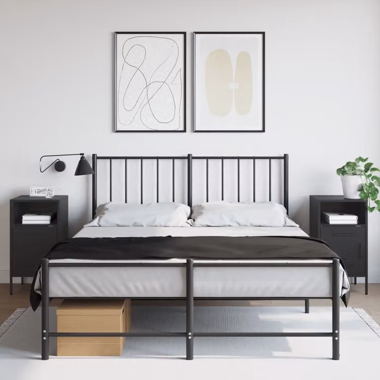 Set di 2 comodini vidaXL in metallo nero opaco, L/P/H: 36 x 39 x 68 cm