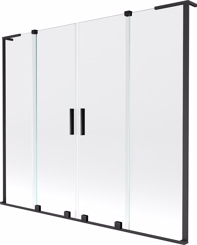 Mexen Velar L Duo schermo da bagno a 2 ante scorrevoli 180 x 150 cm, trasparente, nero - 896-180-003-02-70