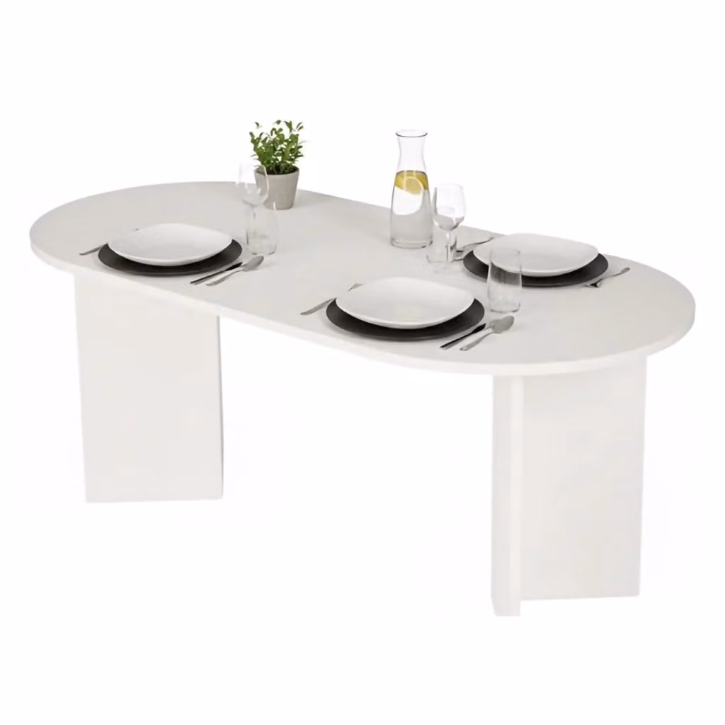 Tavolo fisso Monterano DMORA per 6 persone, forma ovale, colore bianco, L: 180 cm, P: 89.5 cm, H: 75 cm – 2