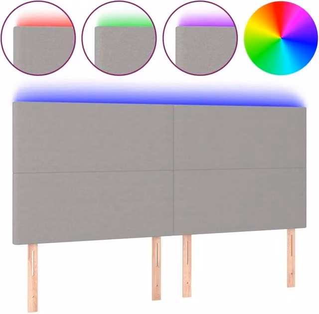 Testiera | Testata a LED Grigio Chiaro 180x5x118/128 cm in Tessuto