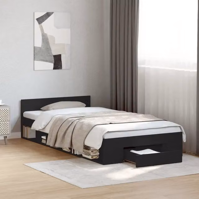 Giroletto vidaXL con Cassetto Nero in Legno Multistrato L: 75 cm, P: 190 cm – 1