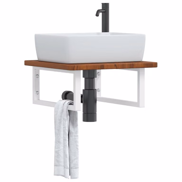 vidaXL Ripiano da parete per lavabo moderno in legno di rovere e metallo multicolore
