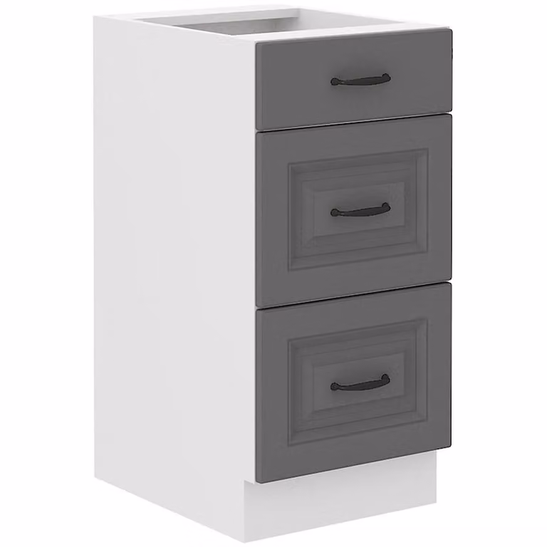 Armadietto da cucina con cassetti SOPHIA - larghezza 40 cm, grigio / bianco