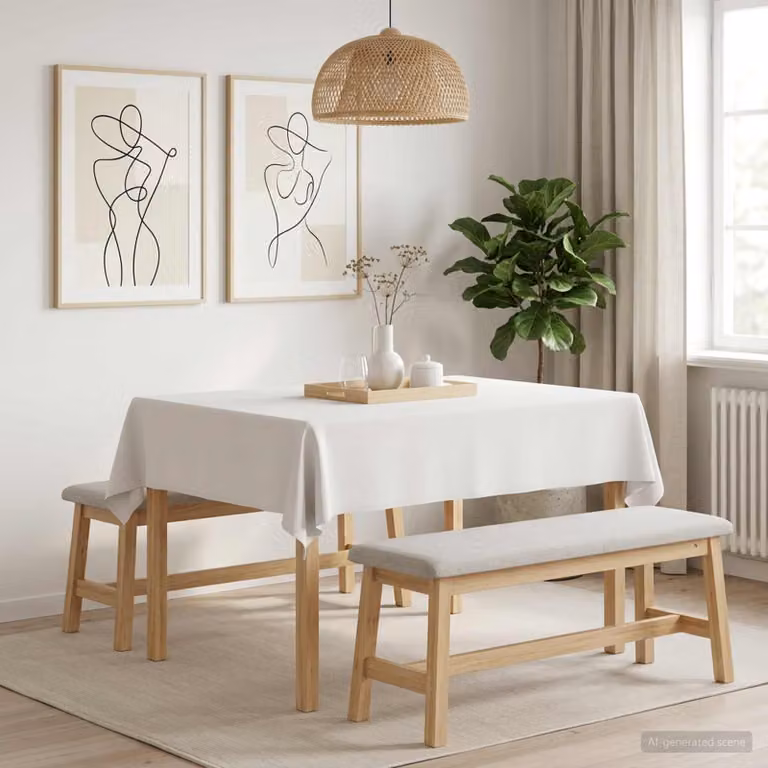 Tovaglia da Tavolo Rettangolare vidaXL in Poliestere Bianco, Idrorepellente e Lavabile in Lavatrice, L: 140 cm x P: 180 cm