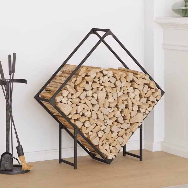 Rastrelliera per legna da ardere vidaXL, colore nero, L 100 cm x P 25 cm x H 100 cm