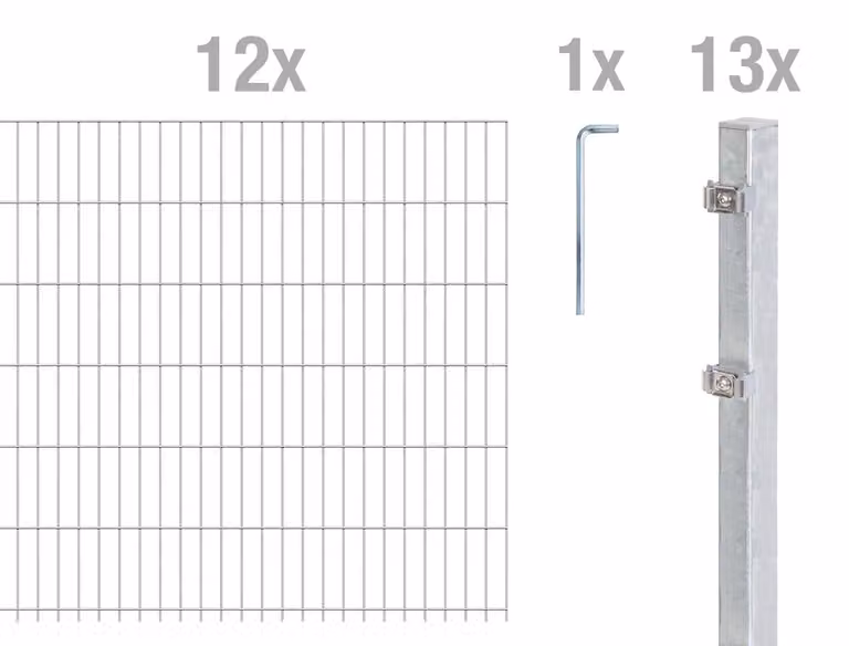 Alberts 669980: Recinzione a pannelli doppi, set completo da 26 elementi, zincata a caldo, altezza 183 cm, lunghezza 30 metri