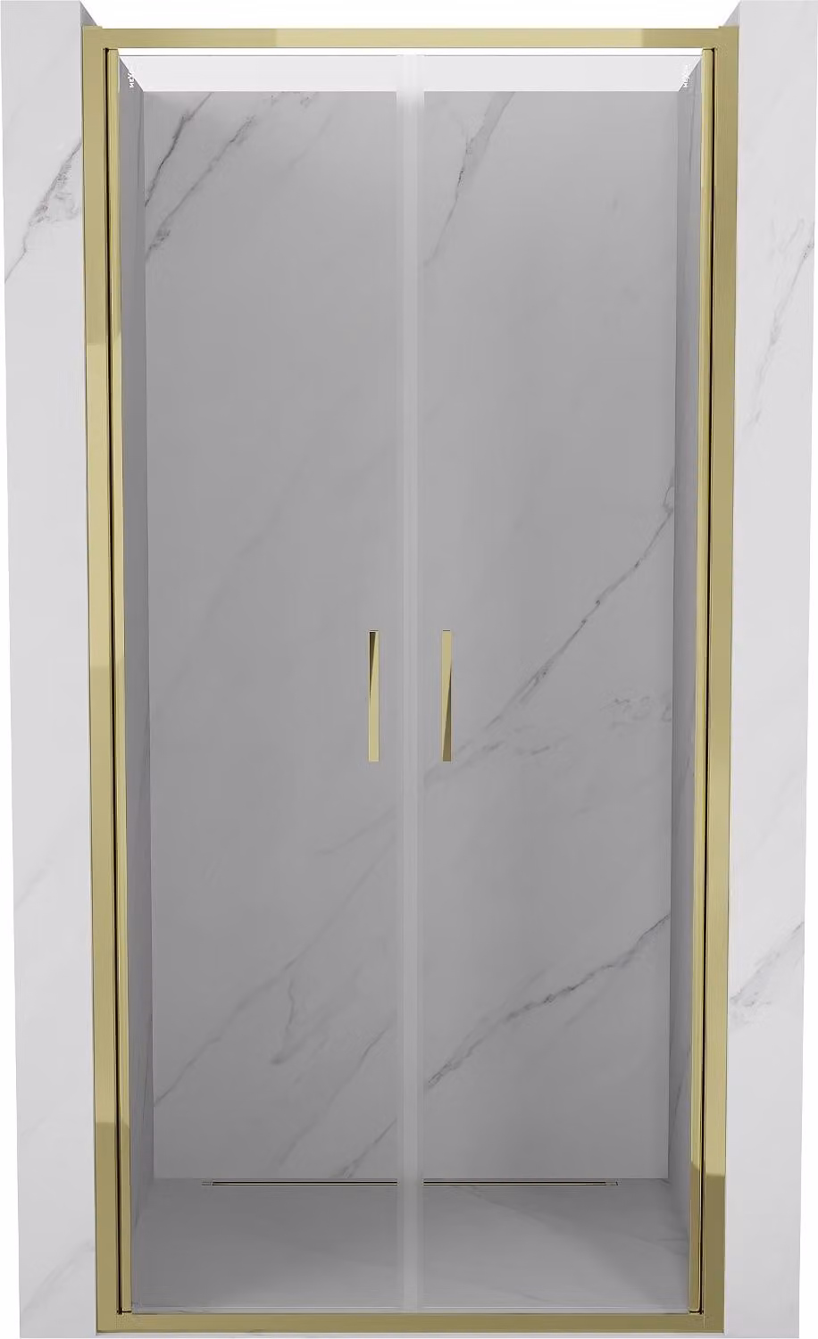 Mexen Exo porte doccia doppie a battente 80 cm, trasparente, oro - 814-080-000-50-00