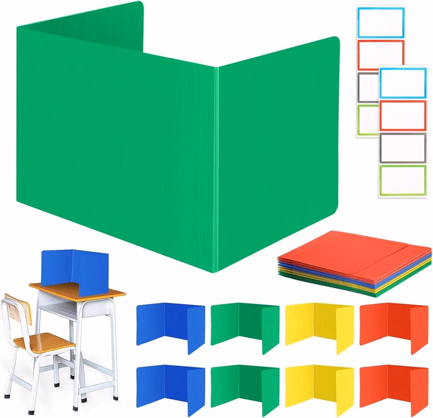 Omgoods - Set di 8 divisori da scrivania pieghevoli, disponibili in vari colori