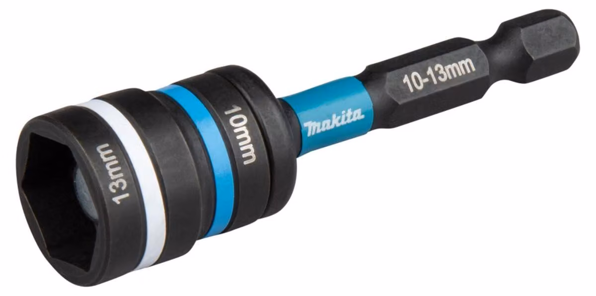 Chiave a bussola Makita 2-in-1, 1/4", SW10/SW13, magnetica, serie Impact, colore nero