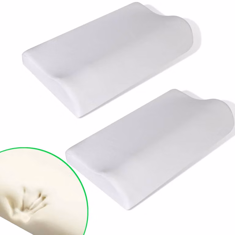 Set di 2 cuscini ortopedici per il collo vidaXL in memory foam con rivestimento in velluto, colori bianco e beige
