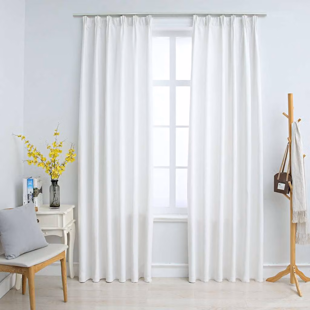 Set di 2 tende oscuranti vidaXL in poliestere con ganci, colore beige, L: 140 cm x H: 245 cm
