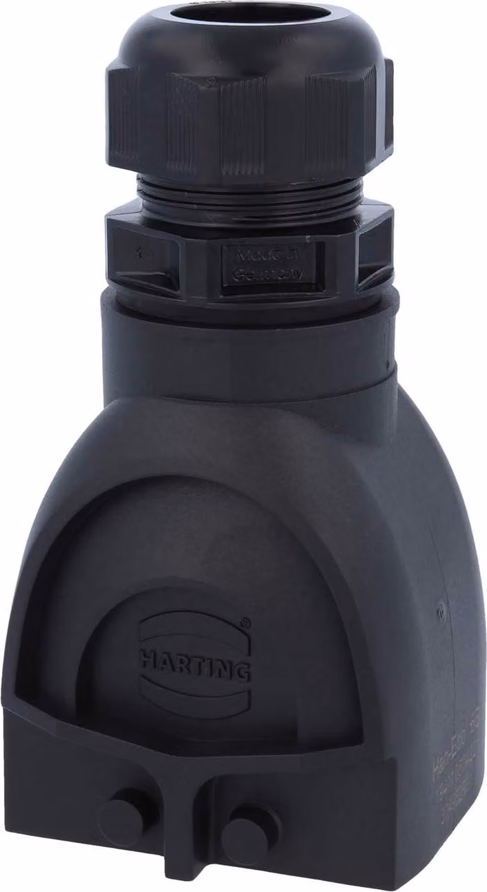HARTING Han ECO 6B Custodia a manicotto, 1xM32 uscita cavo diritta, per 2 staffe (nella parte inferiore) Intervallo di serraggio 13,0 mm - 21,0 mm -