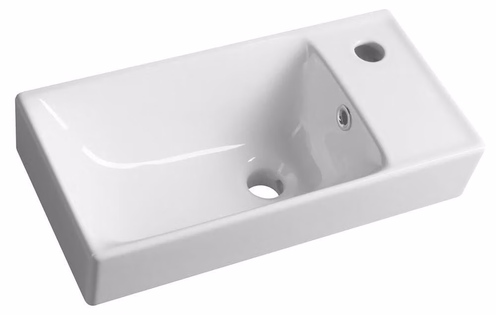 Sapho Nuali - Lavabo 50x25 cm, con sfioratore, foro per rubinetto, a destra, bianco TU0122