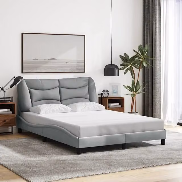 Giroletto senza materasso vidaXL Hvar Grigio Chiaro in tessuto e legno L/P/H: 190 x 140 x 145 cm