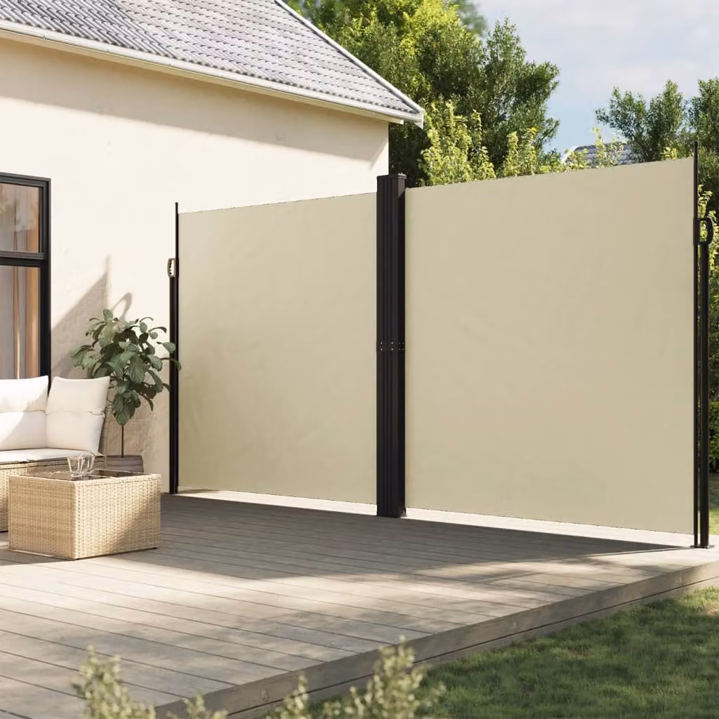 vidaXL Tenda da Sole Laterale Retrattile Beige L: 1200 cm, H: 200 cm