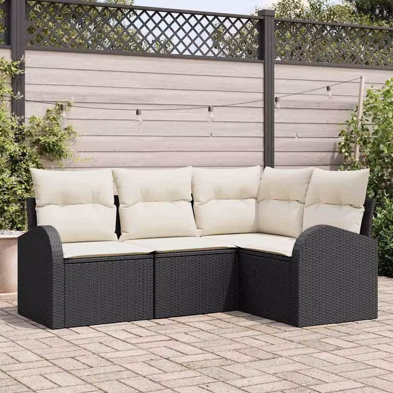 Maison Exclusive - Set Divano da Giardino 4 pcs Nero e Bianco polyrattan