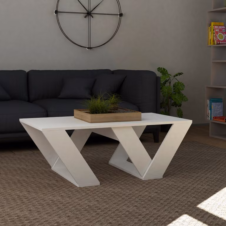 DECORTIE Pipra Tavolino moderno bianco , 110 x 60 x 40 cm