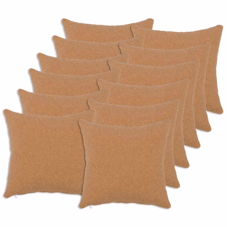 Set di 12 federe vidaXL HEERLEN beige in tessuto bouclé, forma quadrata, 45 x 45 cm