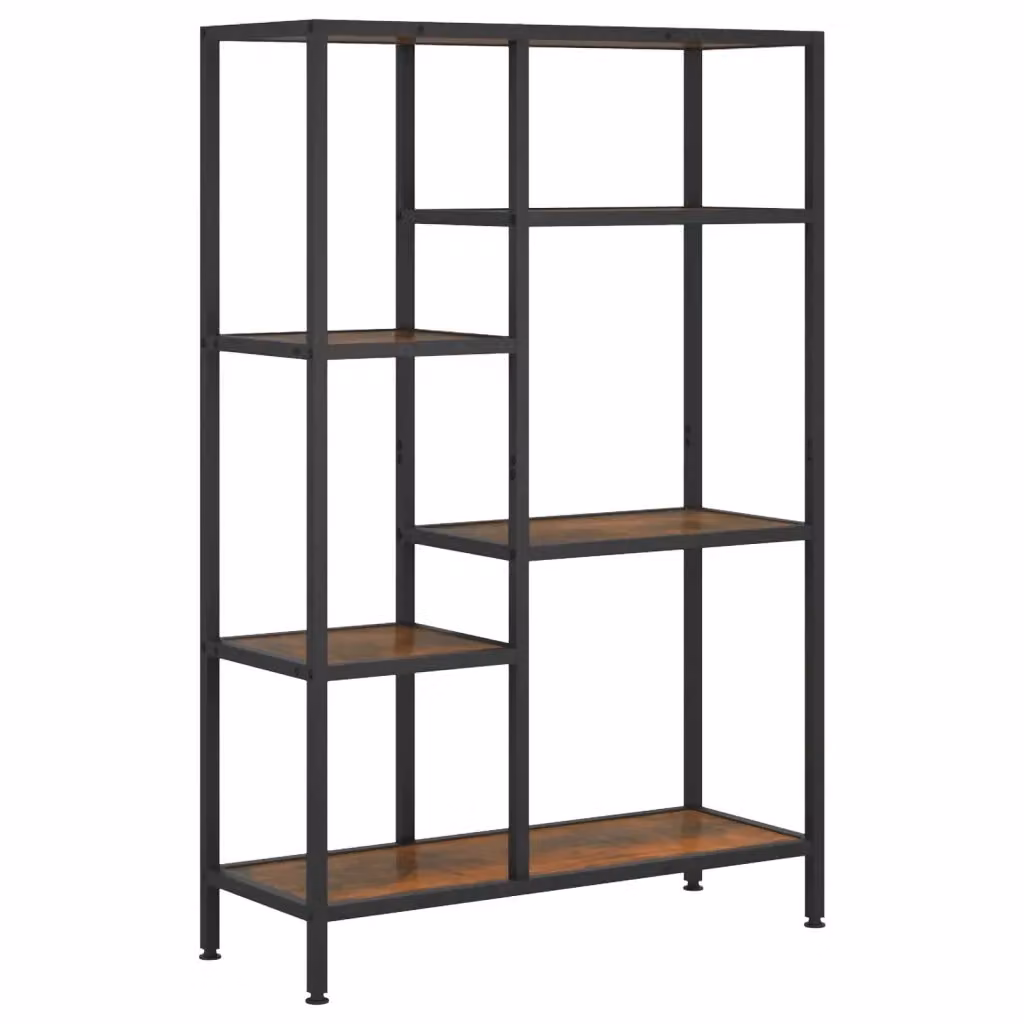 Scaffale per libri industrial vidaXL in metallo e legno, L 80 cm x P 30 cm x H 120 cm, nero e marrone – 2