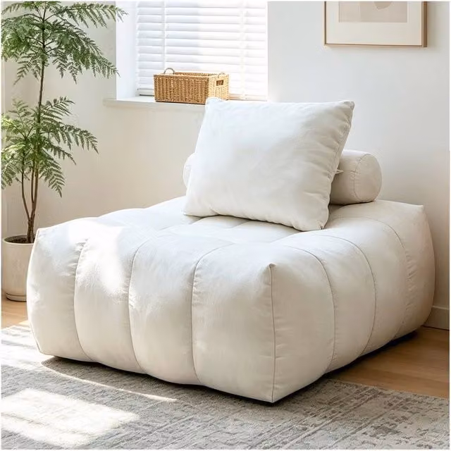 Divano Poltrona a Sacco Lazy Minimal in Tessuto Beige