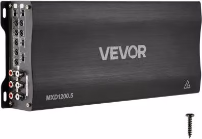VEVOR Amplificatore Audio per Auto a 5 Canali Classe D Nero, Potenza max 4x100 W a 4 Ohm / 4x200 W a 2 Ohm + 1x1000 W a 2 Ohm / 1x500 W a 4 Ohm