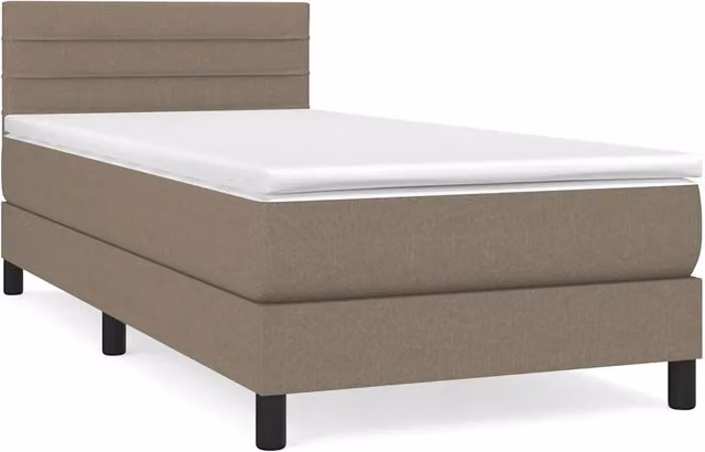 Letto singolo | Letto per adulti | Giroletto a Molle con Materasso Tortora 90x190 cm in Tessuto