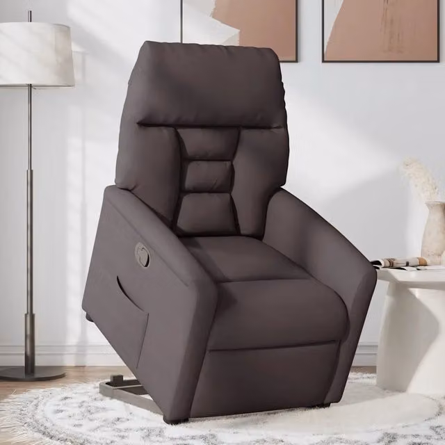 Divano Sedia-Poltrona Alzapersona Reclinabile Marrone Scuro in Tessuto 476244