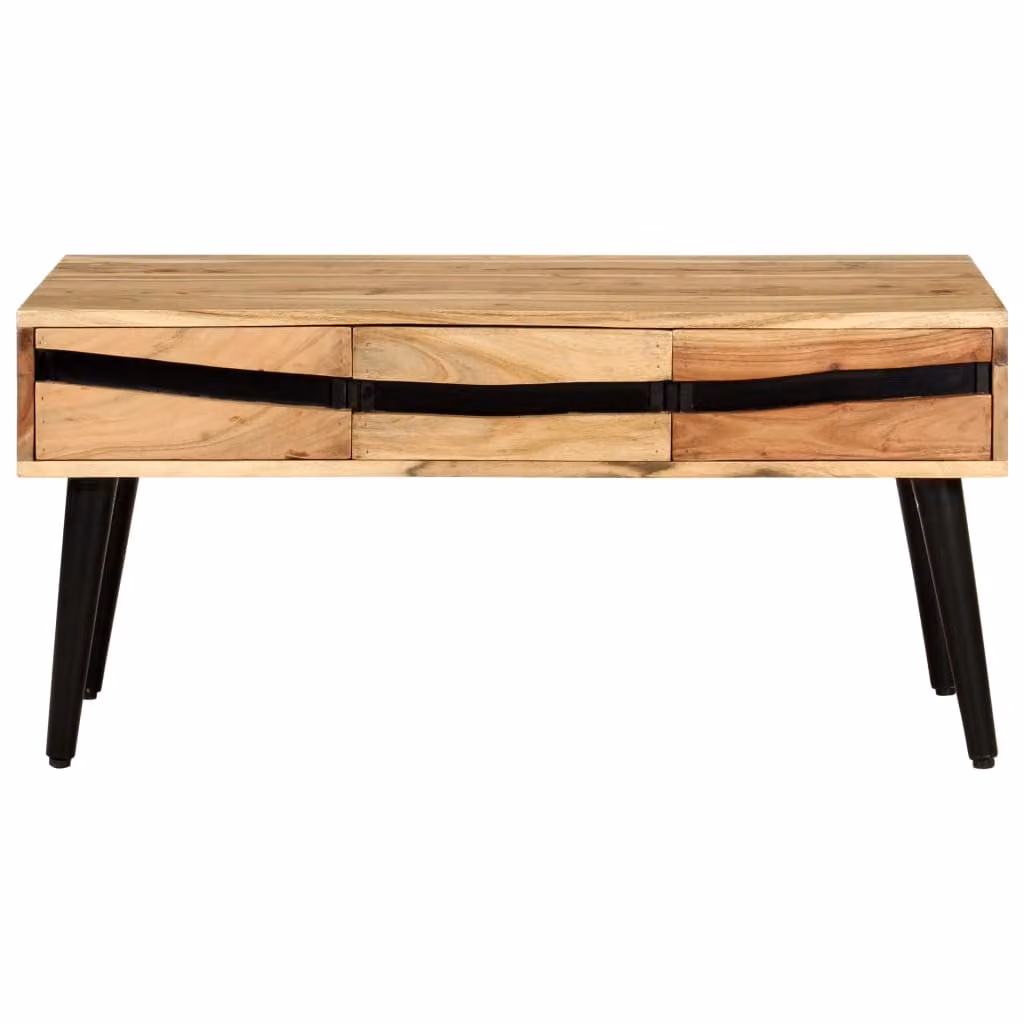 Tavolino 88x50x42 cm in legno massiccio di acacia