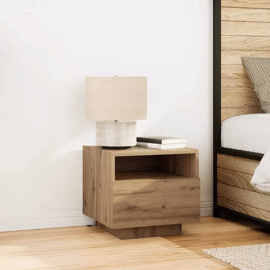 vidaXL Armadio da Notte Moderno in Legno MDF Colore Marrone e Beige L: 40 cm, P: 39 cm, H: 37 cm