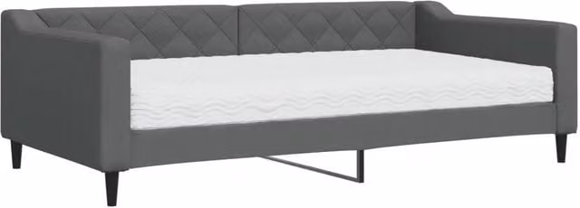 Divano letto | Sof¨¤ letto | Letto singolo con Materasso Grigio Scuro 100x200 cm in Tessuto