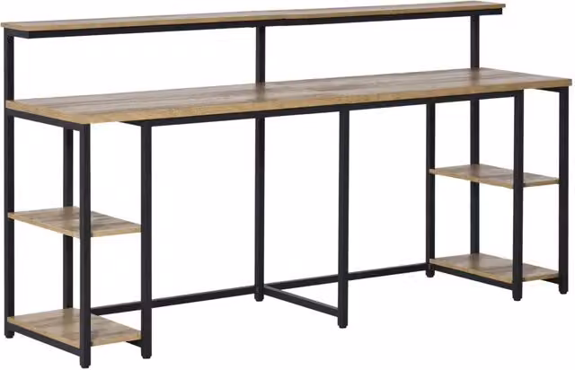 Scrivania da Computer Industrial GIORDANOSHOP in Metallo e MDF Nero e Marrone L: 200 cm, P: 53 cm, H: 100 cm