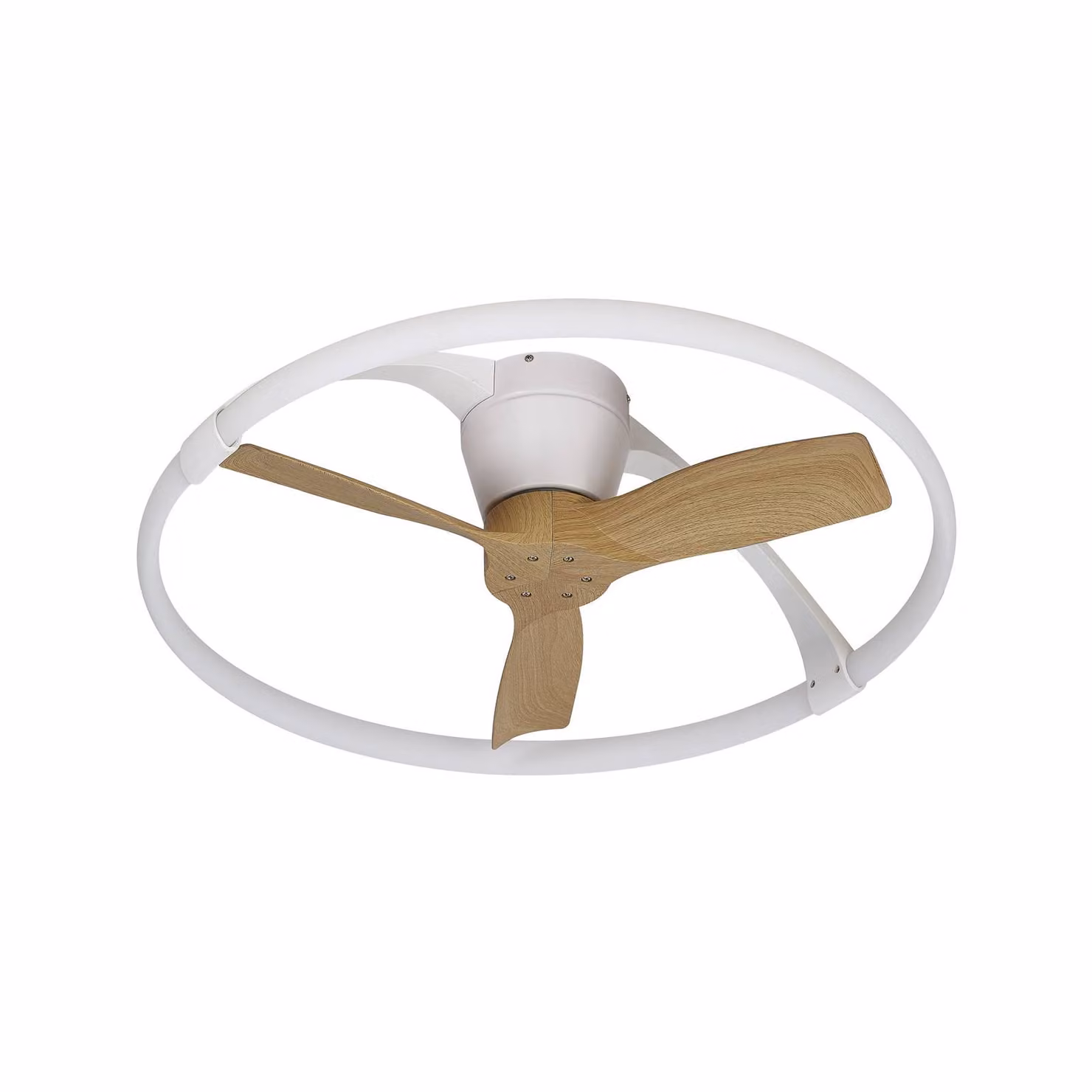 Mantra Iluminación Ventilatore da soffitto LED Nepal Mini, app, bianco/faggio dimmerabile, Bianco / Opale, Soggiorno / Sala da pranzo, Metallo, Moderno