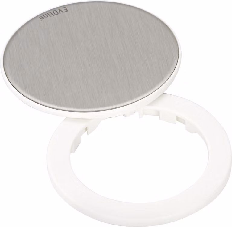 Copertura EVOline One, anello di copertura, diametro 59 mm, altezza 5 mm, plastica bianca con effetto acciaio inossidabile