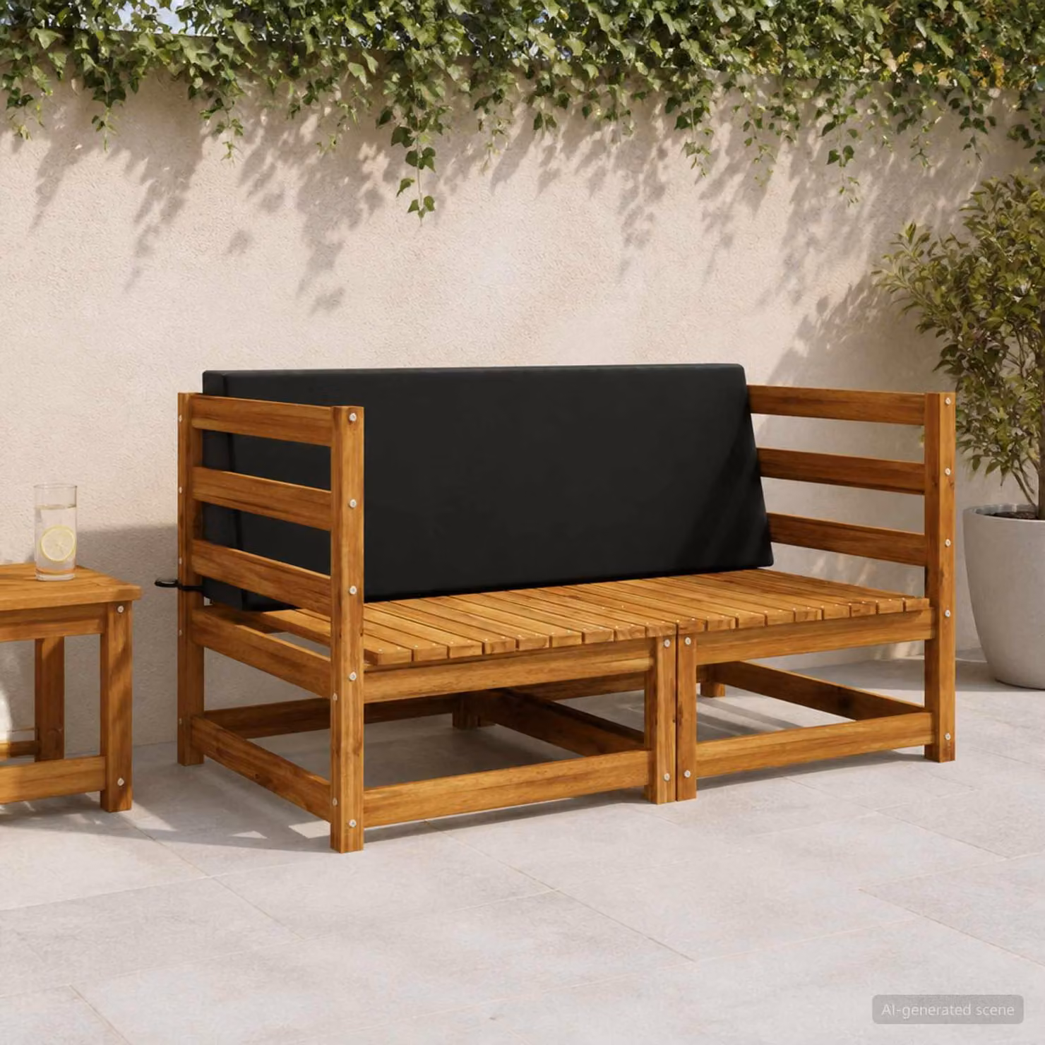 Cuscino schienale vidaXL SOEST in poliestere nero L 120 cm x P 40 cm x H 20 cm