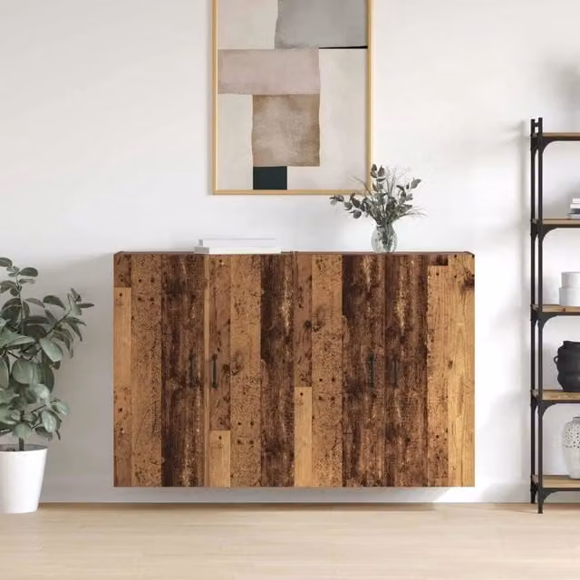 Set di 2 Mobiletti a muro vidaXL in legno marrone opaco L: 69,5 cm, P: 34 cm, H: 90 cm