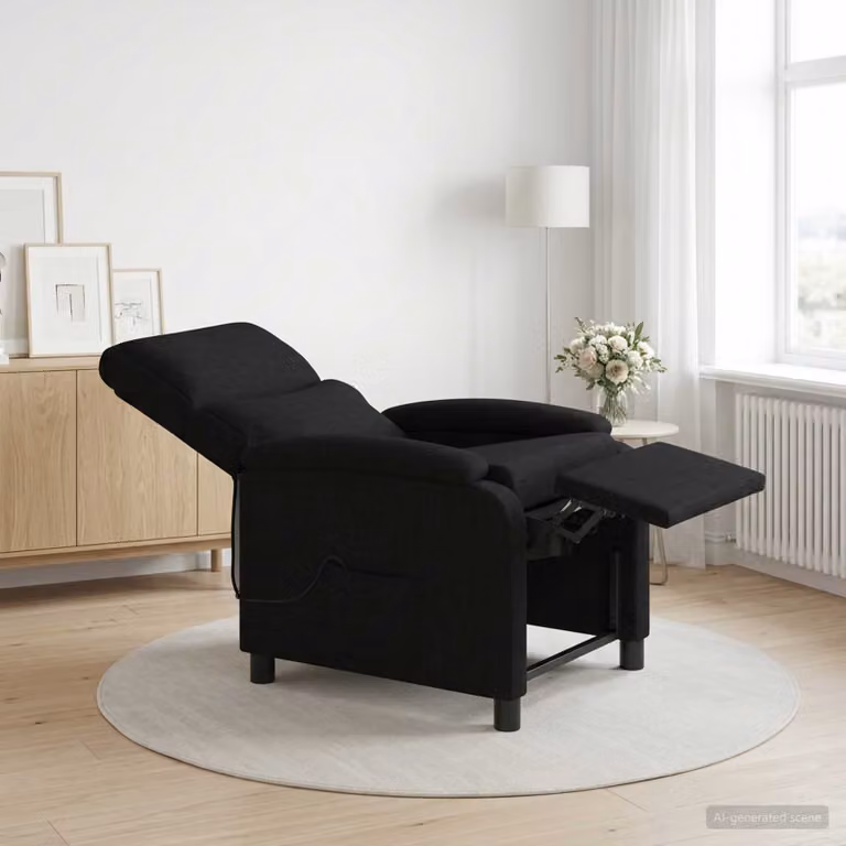 Poltrona relax reclinabile vidaXL in tessuto nero con braccioli