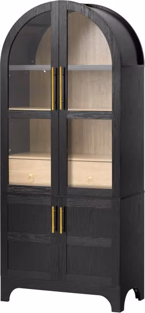 Highboard nero con ripiani regolabili e cassetto, mobile cucina con vetro smerigliato, ampio spazio contenitivo, ideale per sala da pranzo, soggiorno e cucina