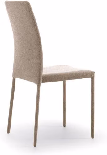 Sedia Leda Design Moderno in Tessuto Easy-Clean Beige - Struttura in Metallo Rivestito - Seduta Elegante per Sala da Pranzo - OM/502