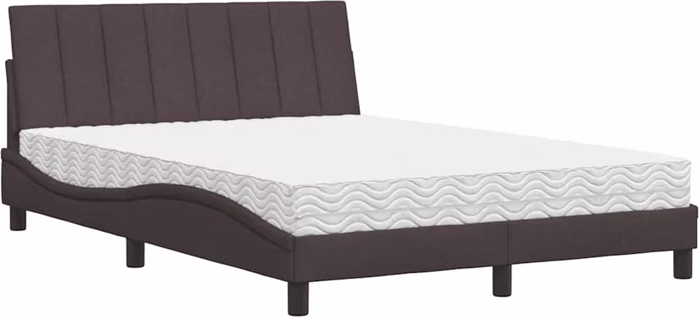 Letto con materasso "Hanko" in tessuto marrone scuro 140x200 cm