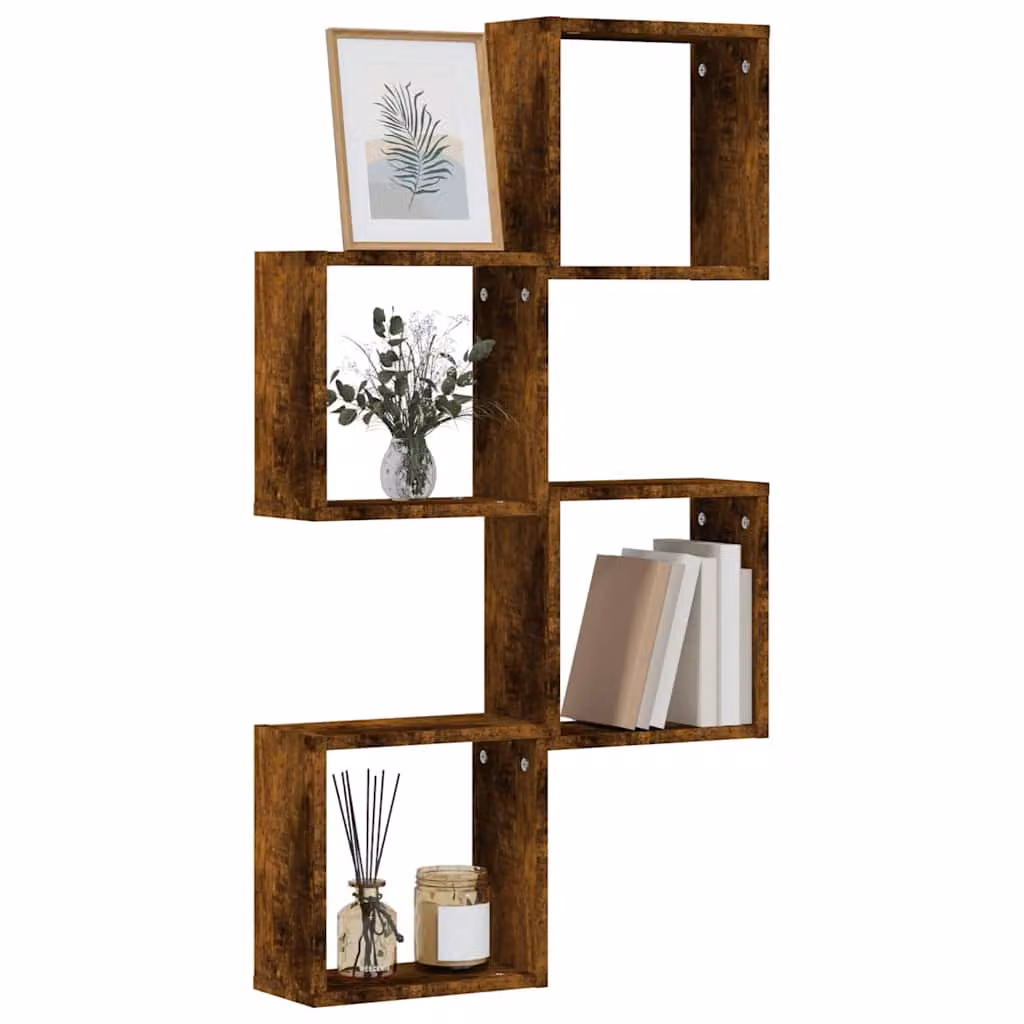 Set di 4 mensole a cubo vidaXL da parete, colore rovere fumo, L 30 cm x P 15 cm x H 30 cm