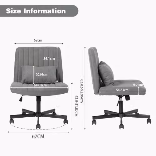 Sedia da ufficio girevole OKWISH in tessuto grigio con ruote e design moderno per casa e ufficio – 2